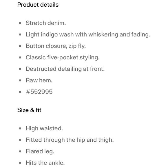 Gap Denim Ankle Flare High Rise Cropped Distressed Stretch Light Jeans 28 6 - Picture 16 of 16